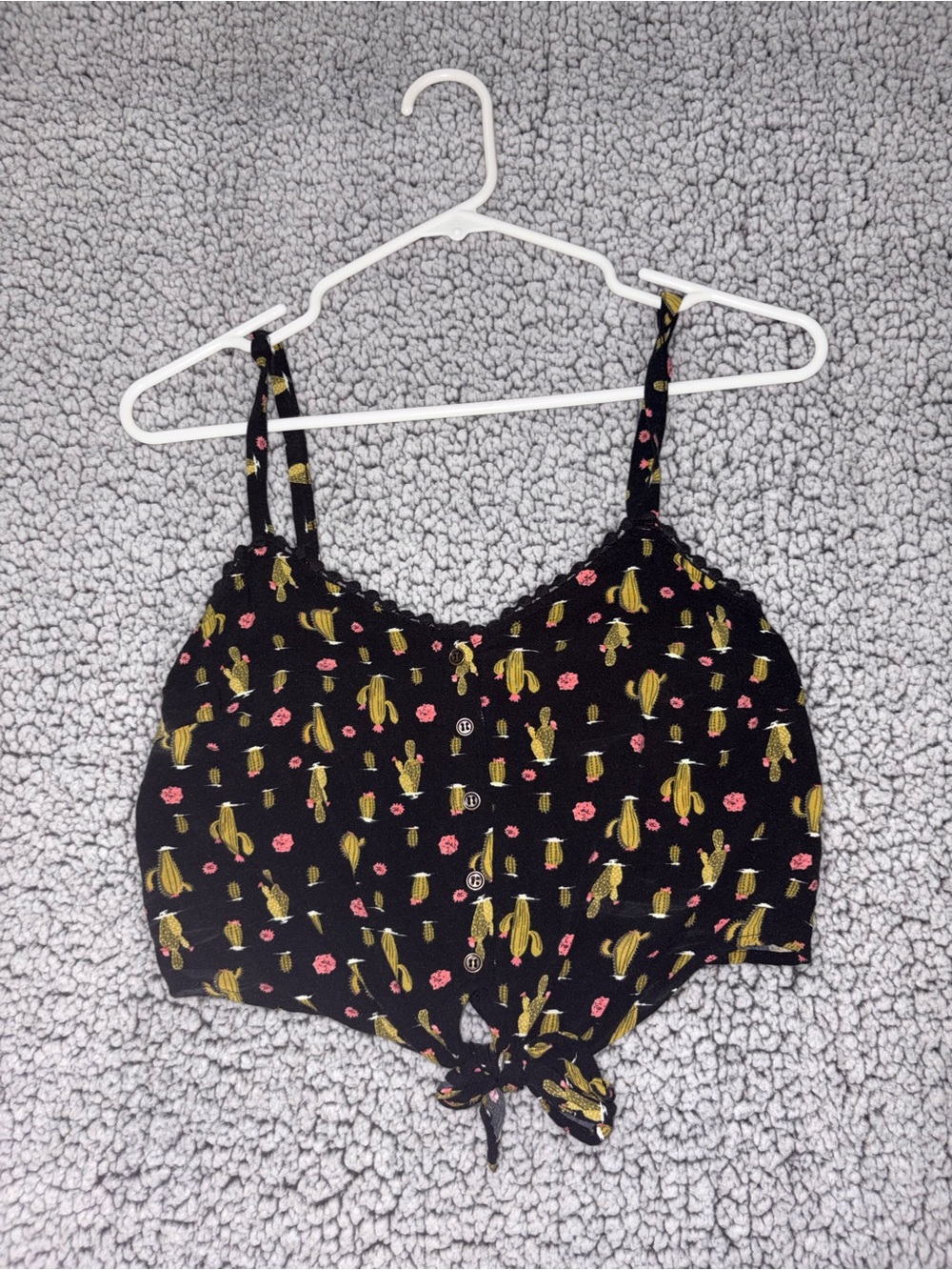 Eyeshadow Black Cactus & Pink Floral Tie-Front Bandeau